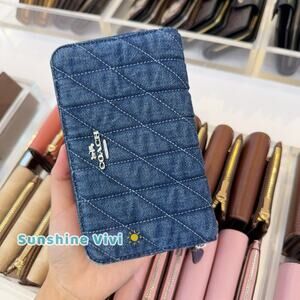 Sold NWT Coach Medium Id Zip Wallet With Quilting CAP29 Denim Indigo